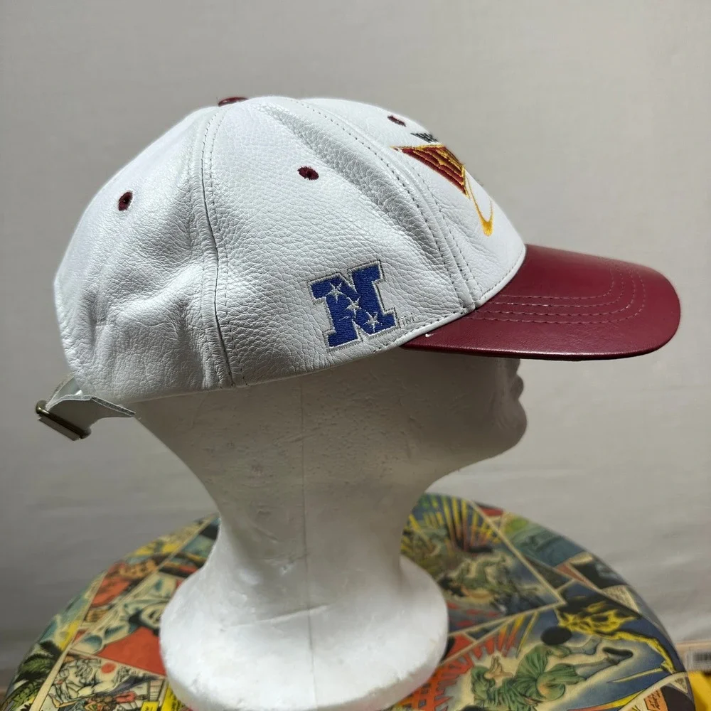 Pro Elite Washington Redskins Hat Mens OSFA White Burgundy Excellent Leather NFL